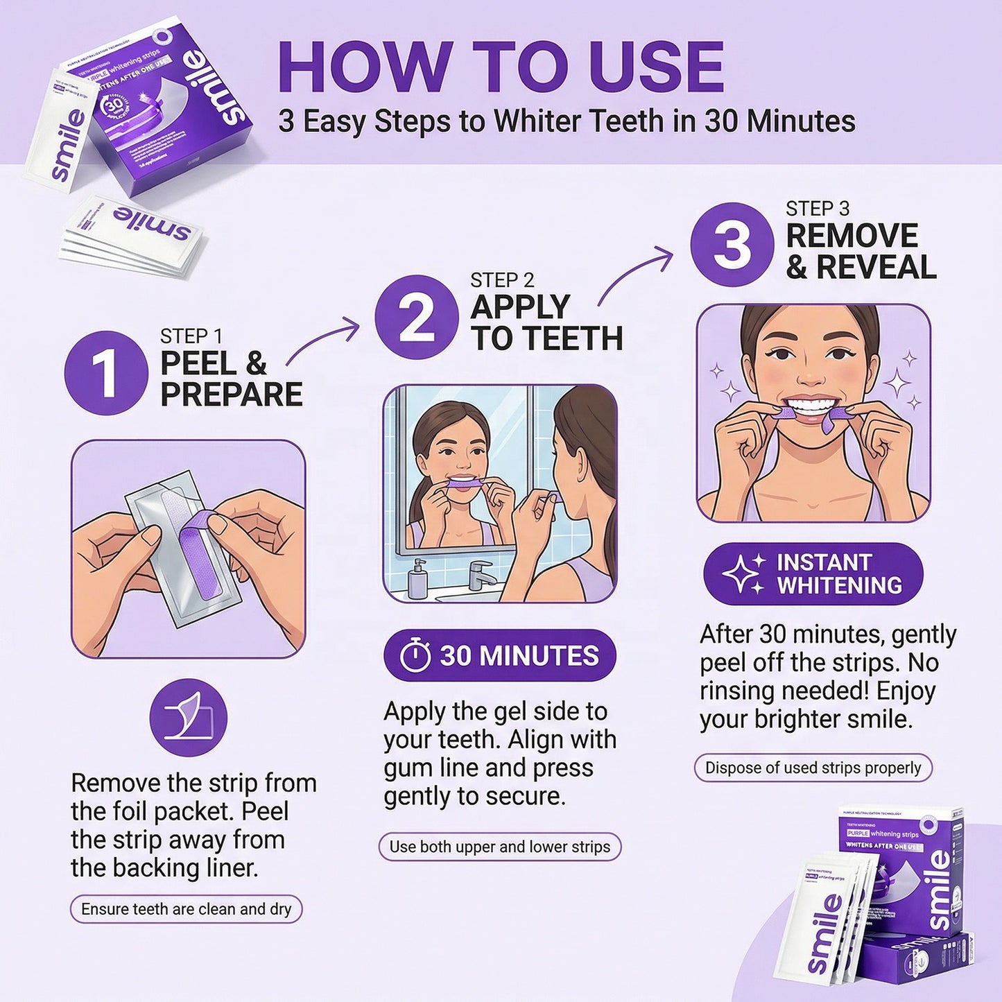 Purple Teeth Whitening Strips (14 Strips)